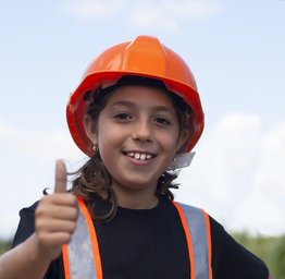 Girl in hard hat