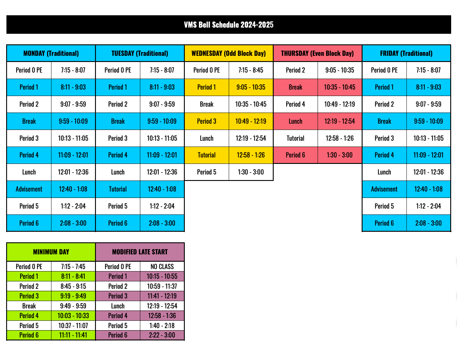 Bell Schedule